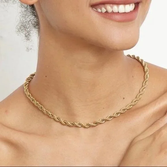 New 18k Gold Twisted Cuban Chain Necklace, nice ChainNecklac, wow ChainNecklac - Picture 1 of 5